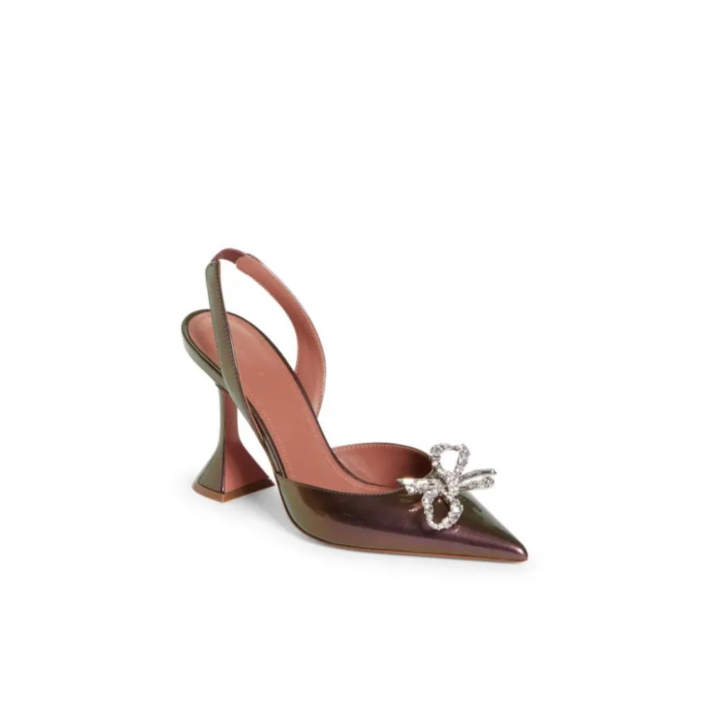 Amina Muaddi | Rosie Pointed Toe Slingback Pump in Winter Nude
